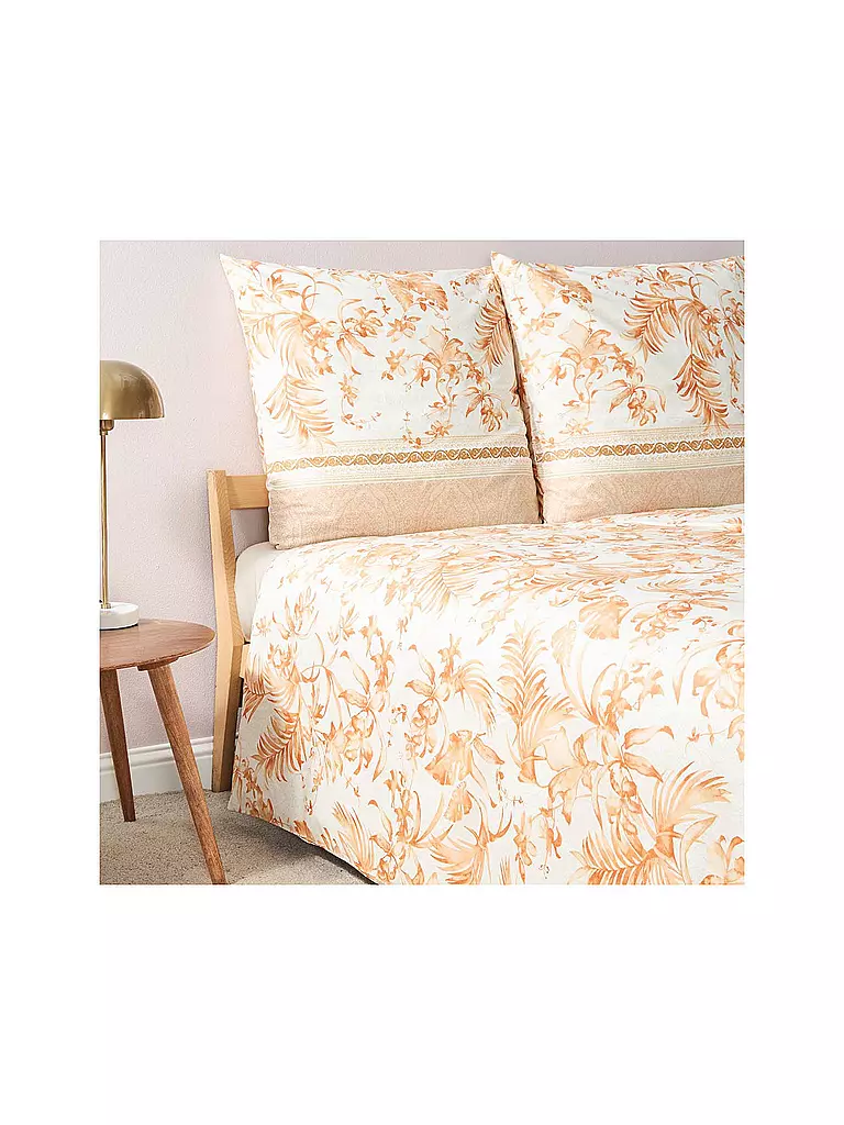 BASSETTI | Linge de lit en satin IBISCUS 70x90cm/140x200cm Crème/Corail | 