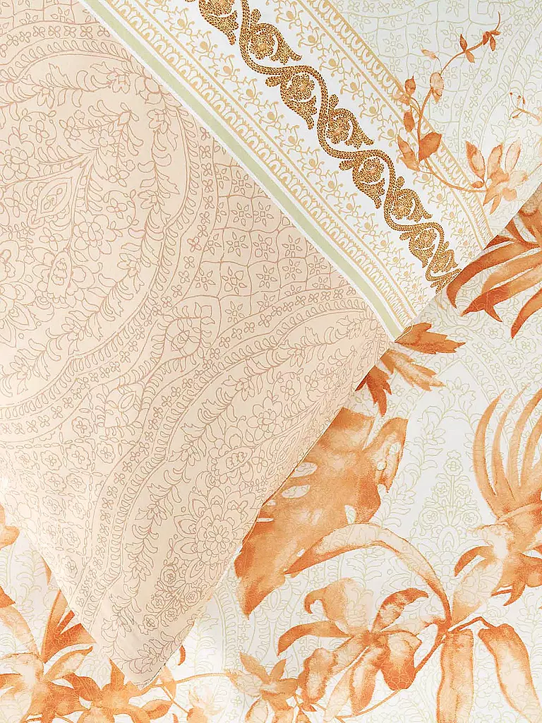 BASSETTI | Linge de lit en satin IBISCUS 70x90cm/140x200cm Crème/Corail | 