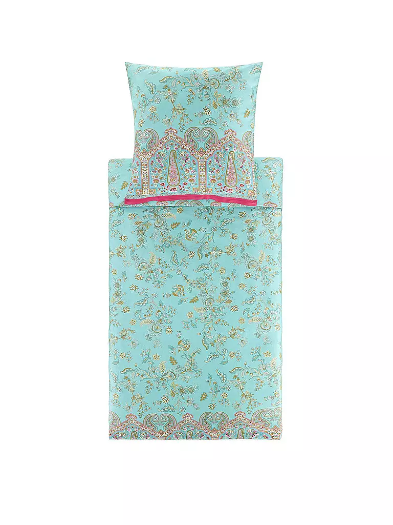 BASSETTI | Linge de lit en satin INDIAN ROSES 70x90cm/140x200cm Menthe | mint