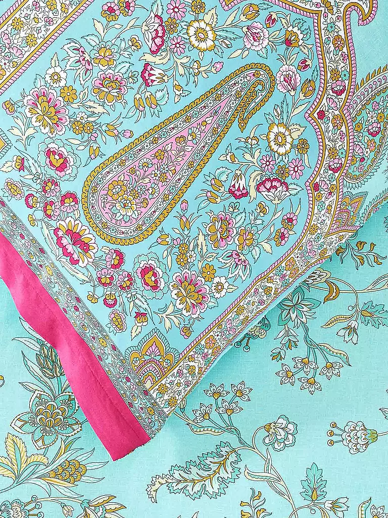 BASSETTI | Linge de lit en satin INDIAN ROSES 70x90cm/140x200cm Menthe | 