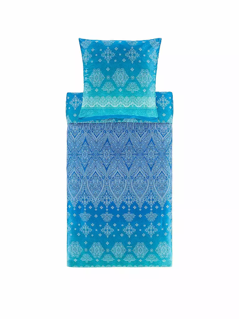 BASSETTI | Linge de lit en satin KERALA 2x 70x90cm / 200x200cm | blau