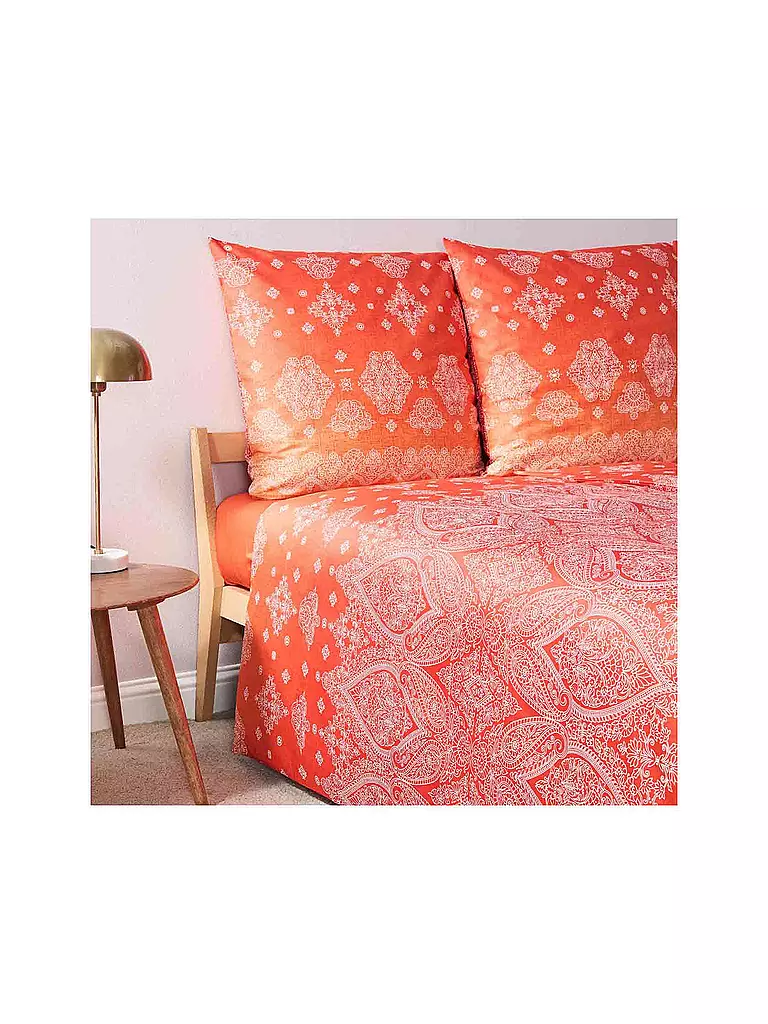 BASSETTI | Linge de lit en satin KERALA 70x90cm/140x200cm Orange | 