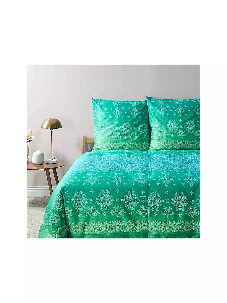BASSETTI | Linge de lit en satin KERALA 70x90cm/140x220cm Vert | grün