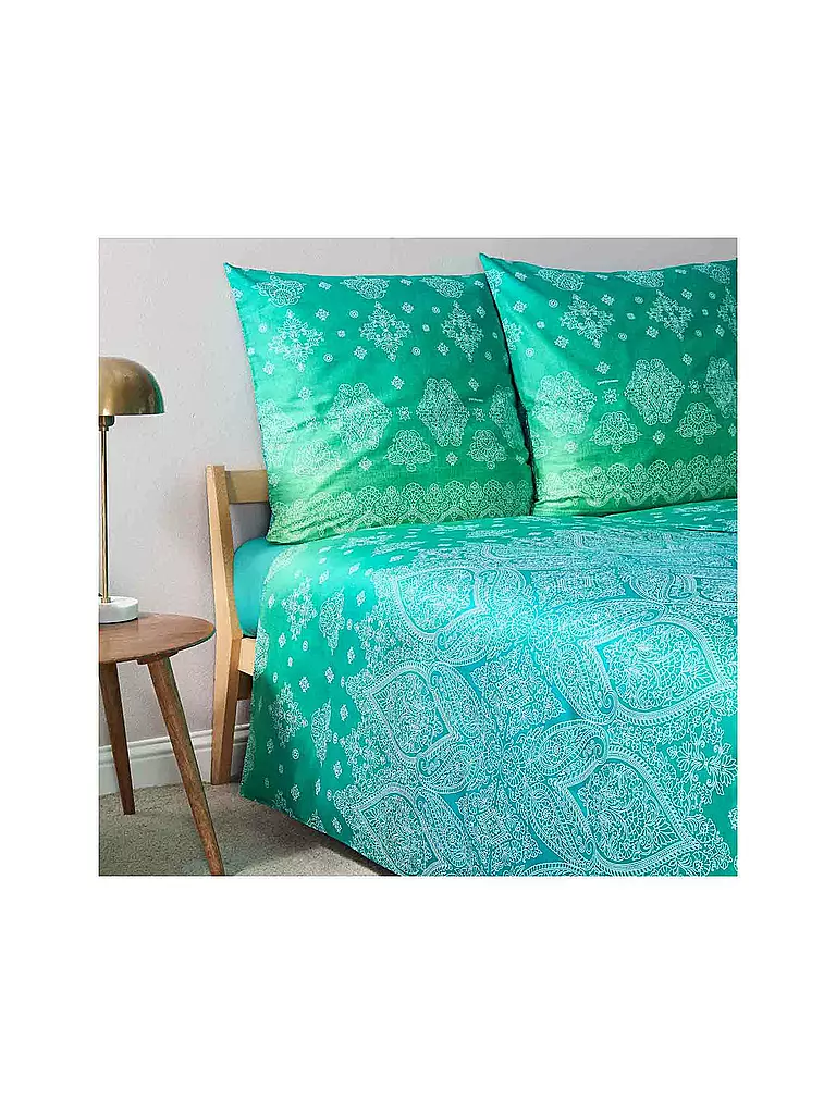 BASSETTI | Linge de lit en satin KERALA 70x90cm/140x220cm Vert | 