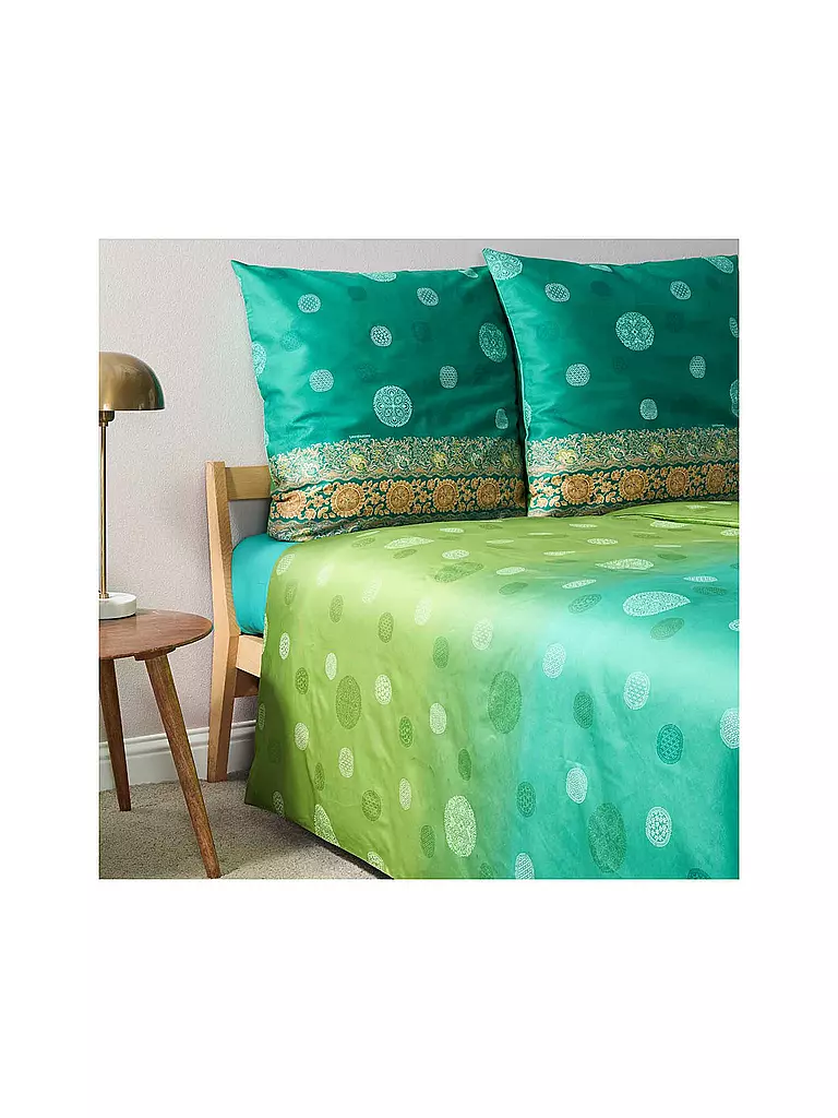 BASSETTI | Linge de lit en satin PALLAVICINO 70x90cm/140x200cm Vert | 