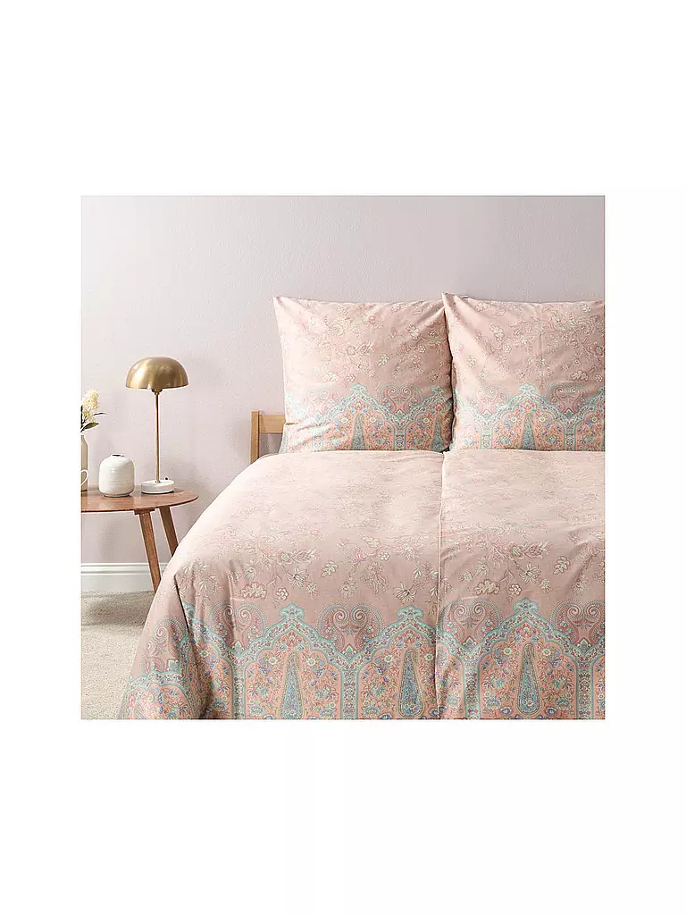 BASSETTI | Parure de lit en satin INDIAN ROSES 2x 70x90cm / 200x200cm Beige | Beige