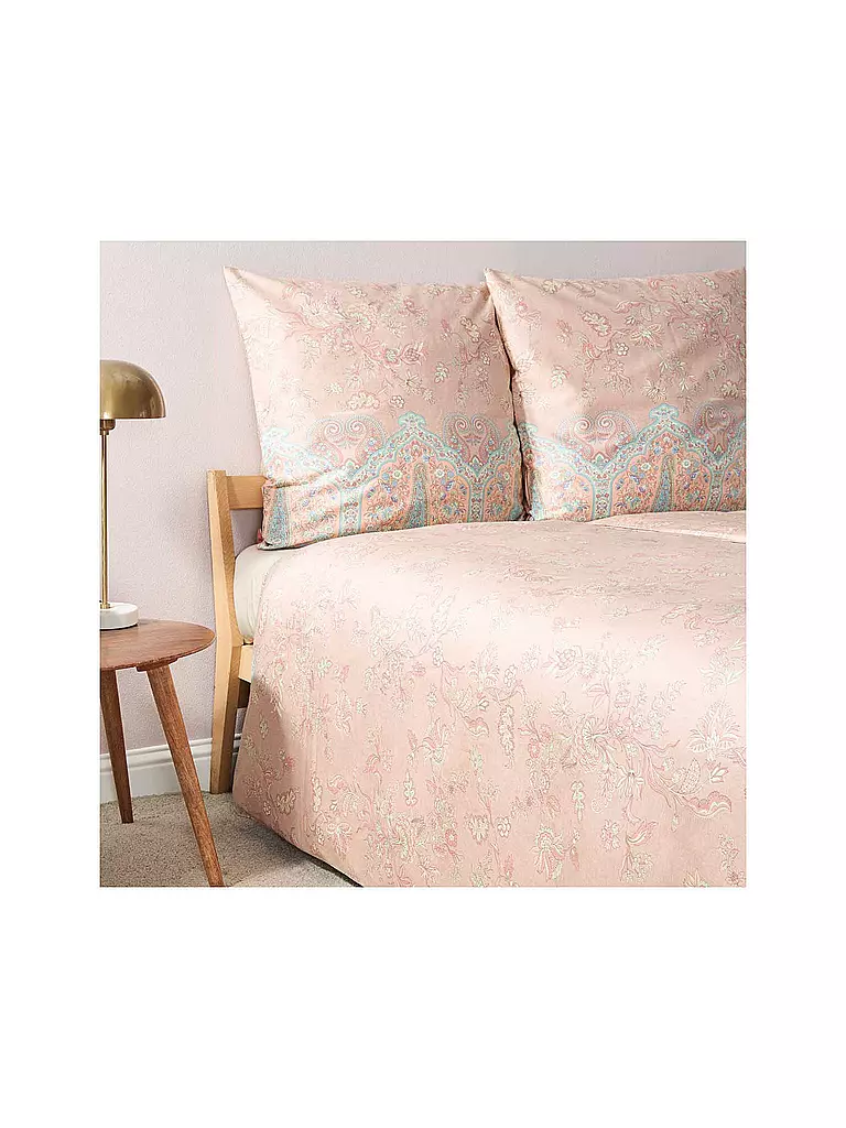 BASSETTI | Parure de lit en satin INDIAN ROSES 2x 70x90cm / 200x200cm Beige | 