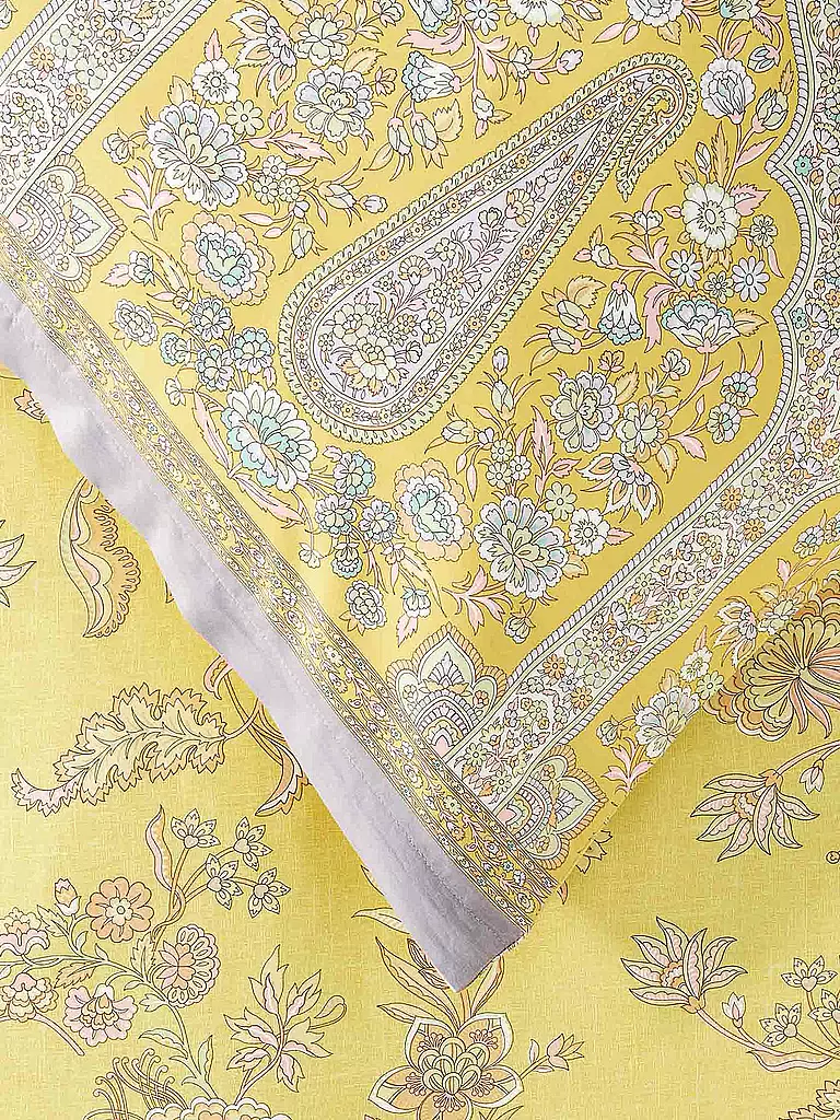 BASSETTI | Parure de lit en satin INDIAN ROSES 2x 70x90cm / 200x200cm Jaune | 
