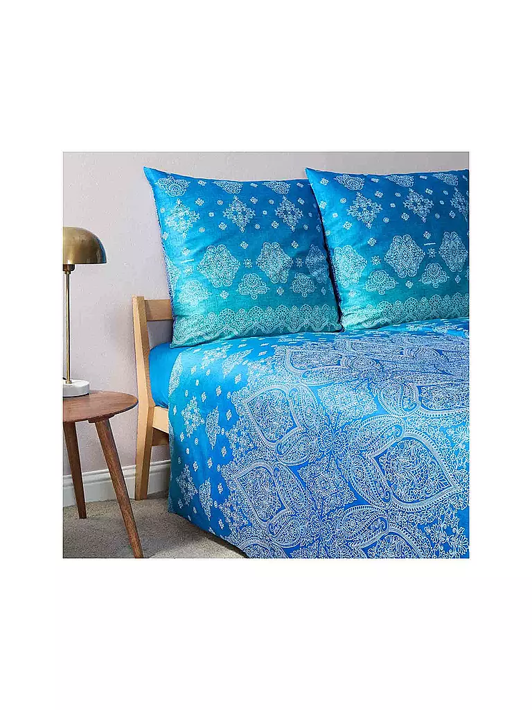 BASSETTI | Parure de lit en satin KERALA 70x90cm/140x200cm Bleu | 
