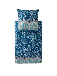 BASSETTI | Satin Bettwäsche 2x70x90cm/ 200x200cm INDIAN ROSES Blau | Bleu foncé