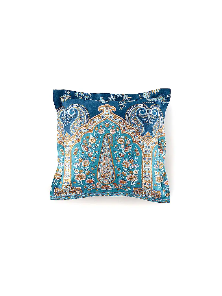 BASSETTI | Satin Bettwäsche 2x70x90cm/ 200x200cm INDIAN ROSES Blau | 