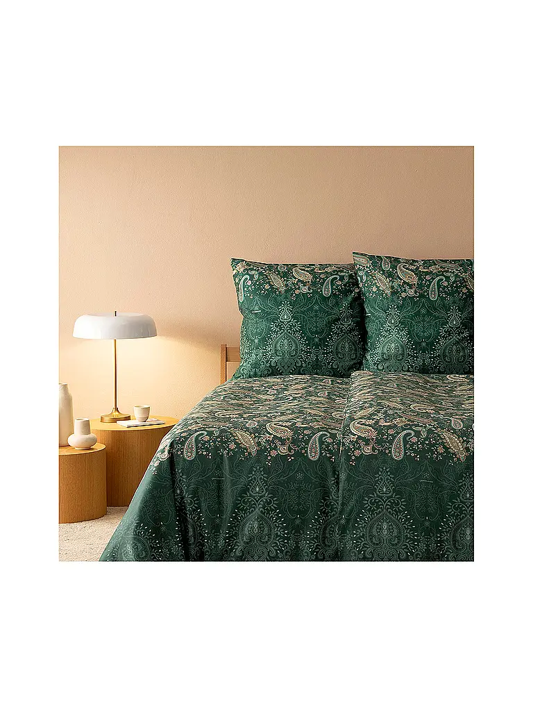 BASSETTI | Satin Bettwäsche 2x70x90cm/ 200x200cm MONNALISA Gruen | dunkelgrün