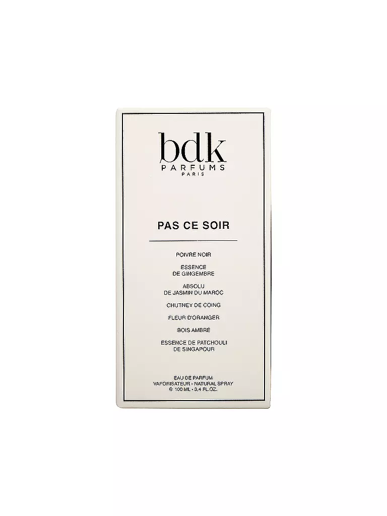 BDK | Pas ce Soir Eau de Parfum Natural Spray 100ml | 