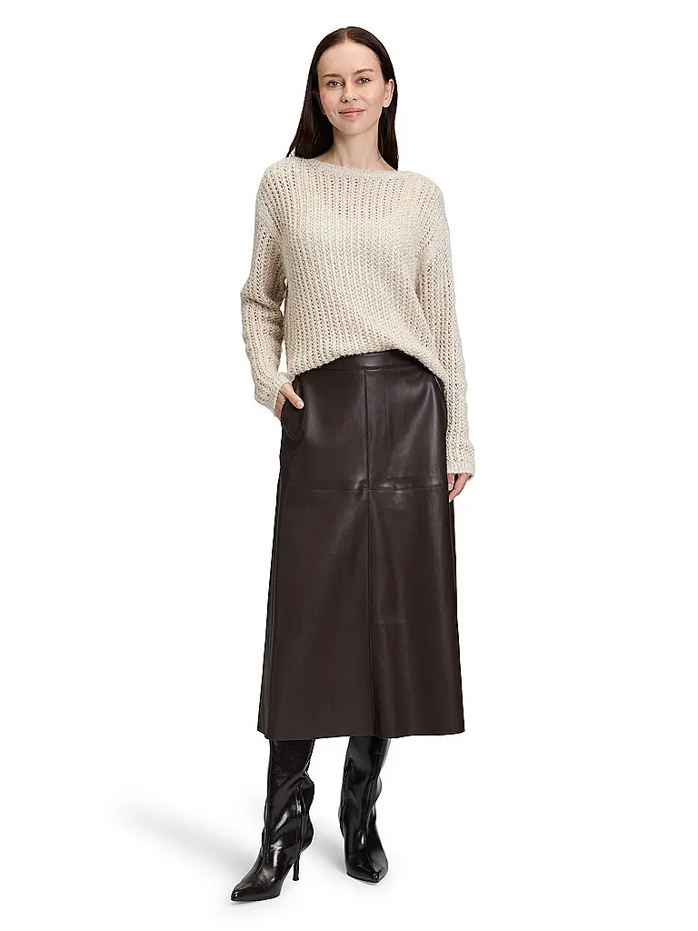 BETTY BARCLAY | Midi-jupe aspect cuir | braun