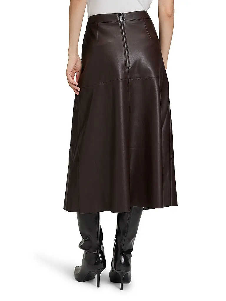 BETTY BARCLAY | Midi-jupe aspect cuir | braun