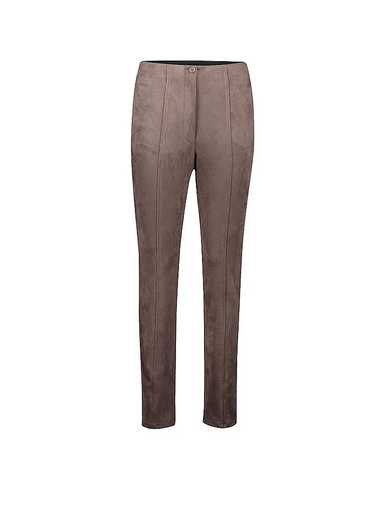 BETTY BARCLAY | Pantalon aspect cuir 7/8 Slim Fit | Marron