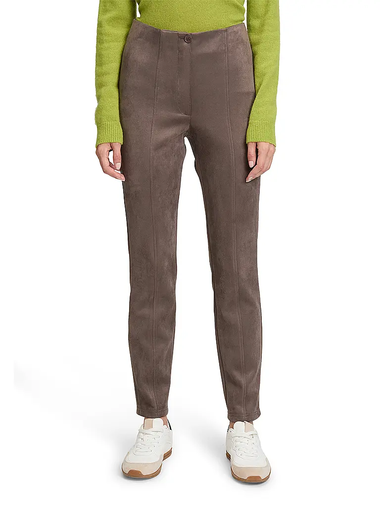 BETTY BARCLAY | Pantalon aspect cuir 7/8 Slim Fit | Marron