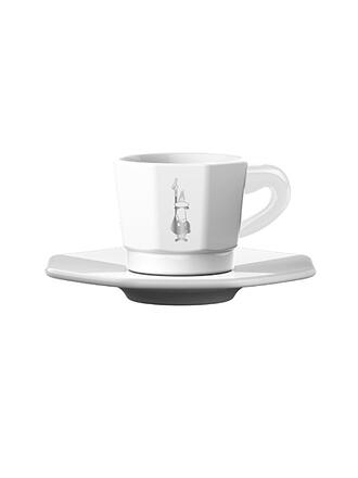 BIALETTI | Tasses à expresso carrées, lot de 4, blanc/or