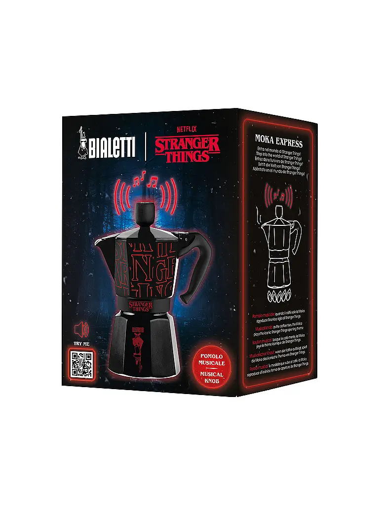 BIALETTI | Cafetière italienne 3 tasses STRANGER THINGS | schwarz