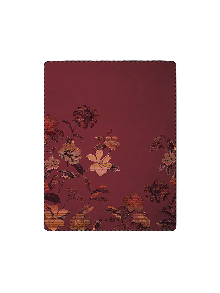 BIEDERLACK | Couverture - Plaid 150x200cm RUBY PASSION Velvet Bloom | dunkelrot