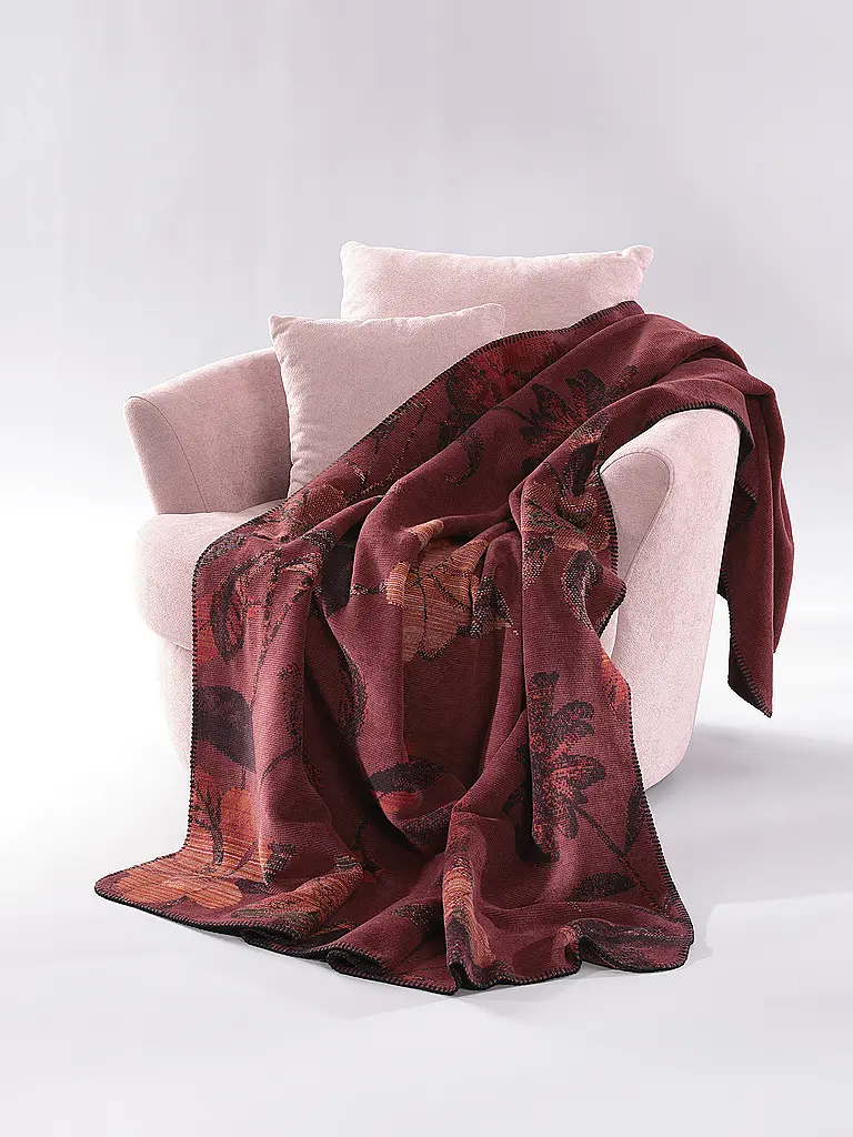 BIEDERLACK | Couverture - Plaid 150x200cm RUBY PASSION Velvet Bloom | dunkelrot