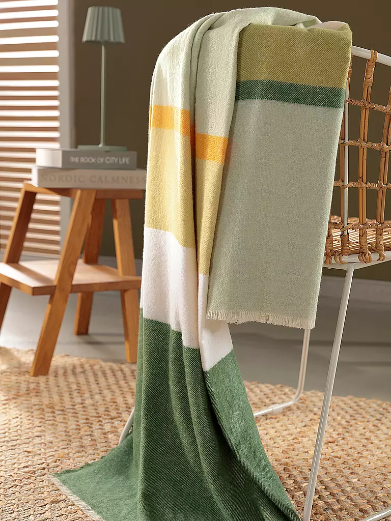 BIEDERLACK | Tagesdecke - Plaid 130x170cm EVERGREEN Ever Stripe | Vert clair