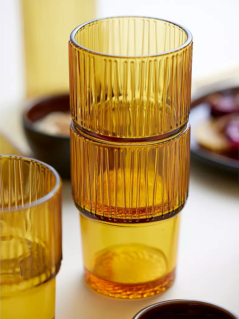 BITZ | Verre à boire KUSINTHA, lot de 4, 380 ml, ambre | 