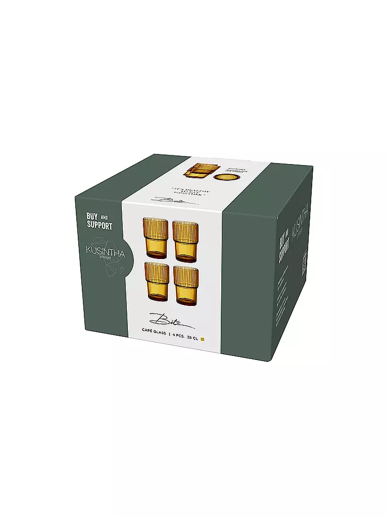 BITZ | Verre à boire KUSINTHA, lot de 4, 380 ml, ambre | 