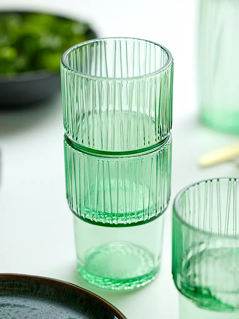 BITZ | Verre à boire KUSINTHA, lot de 4, 380 ml, vert | hellgrün