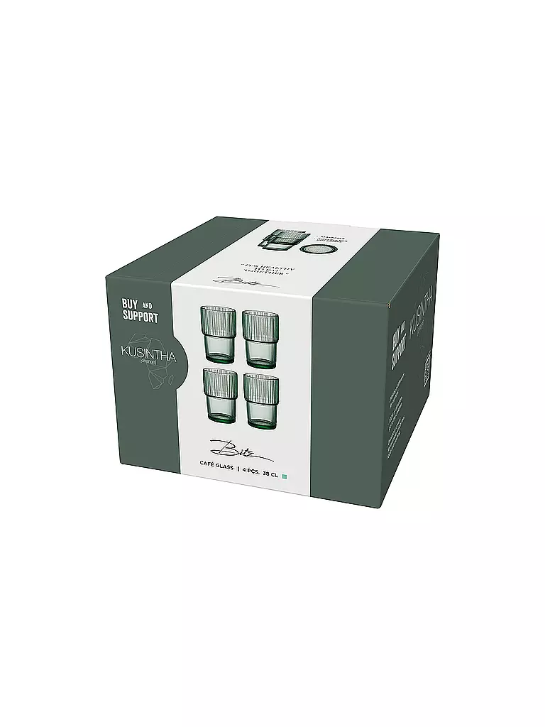 BITZ | Verre à boire KUSINTHA, lot de 4, 380 ml, vert | hellgrün