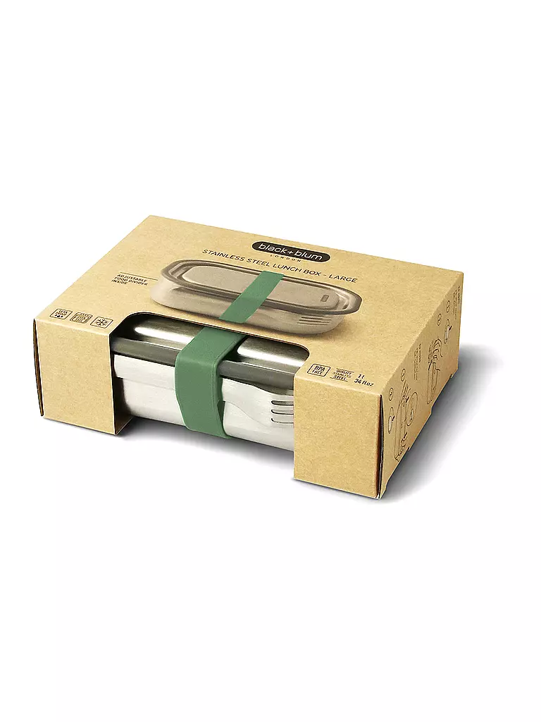 BLACK+BLUM | Boîte à déjeuner grande 1 l olive/acier inoxydable | 