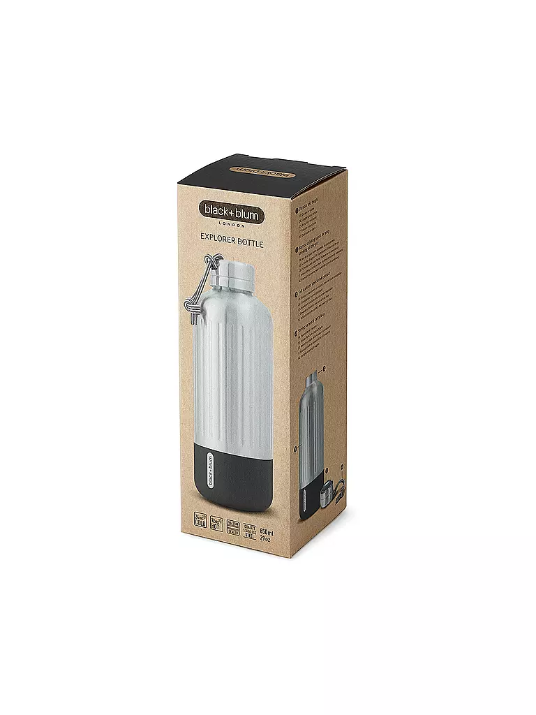 BLACK+BLUM | Bouteille isotherme EXPLORER 0,85 l Noir/Acier inoxydable |