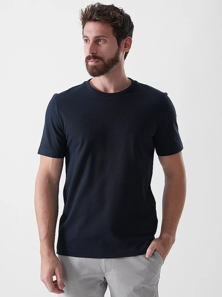 T shirt en coton mélangé à la structure jacquard effet bulle - vue 7