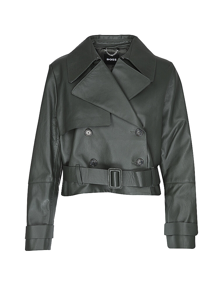 Veste en cuir SATELA1 vert foncé 38