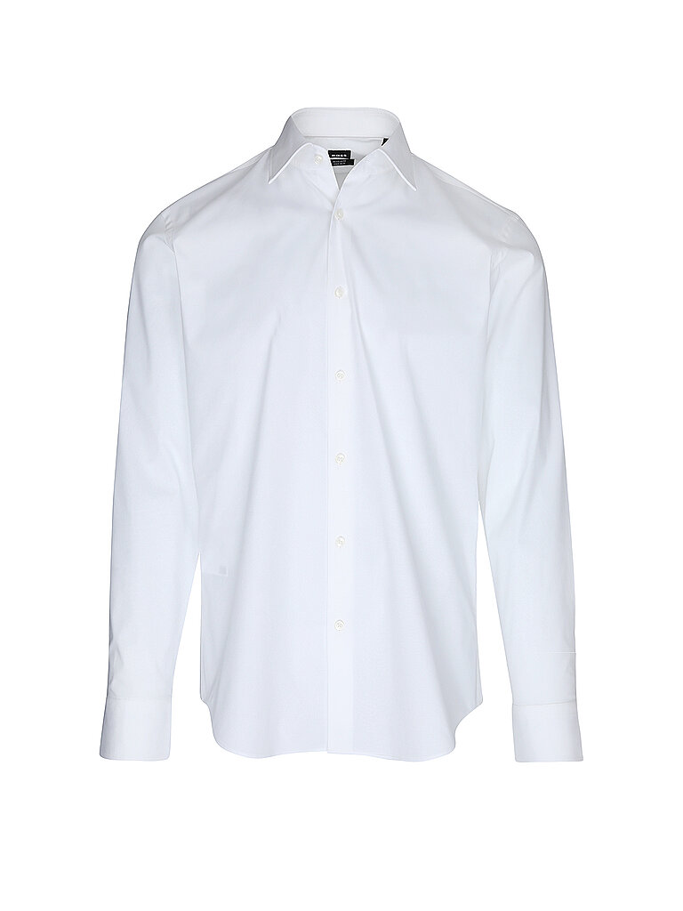 Chemise droite en popeline de coton stretch