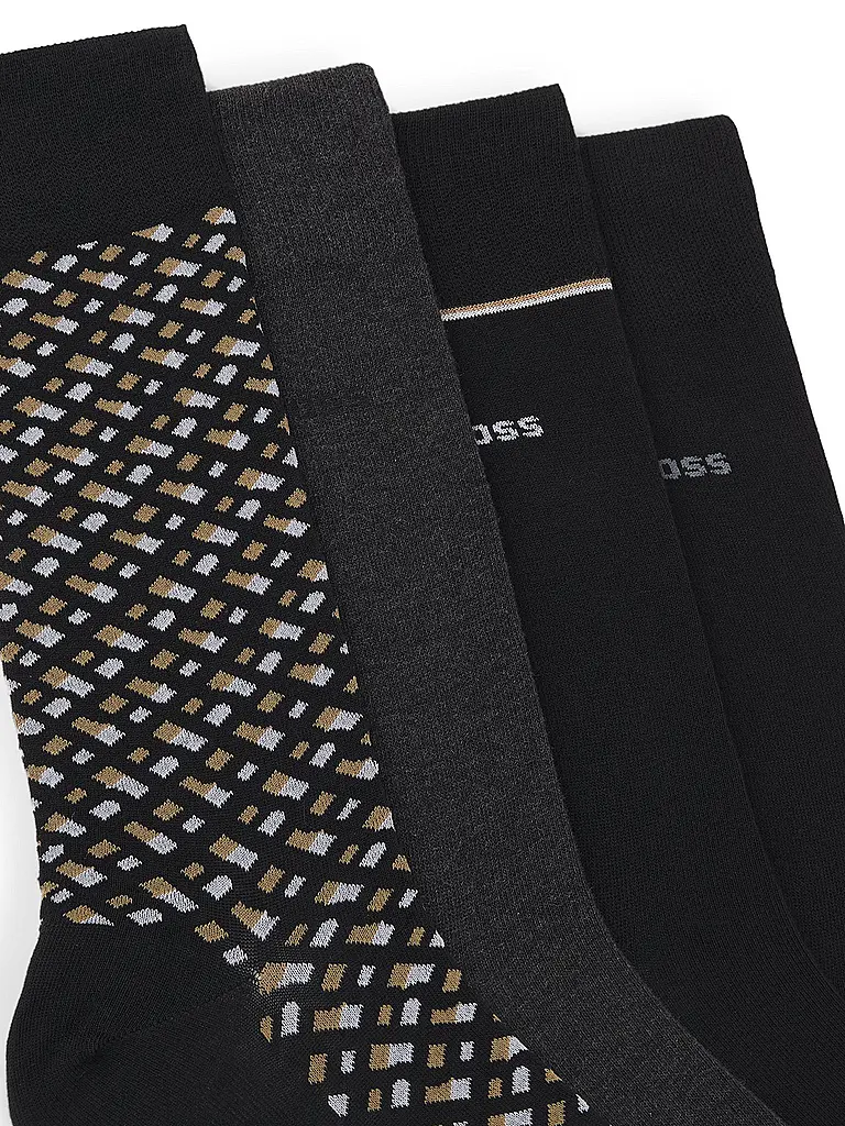 BOSS | Chaussettes, lot de 4, noir |