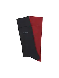 BOSS | Lot de 2 paires de chaussettes bleu foncé | Rouge foncé