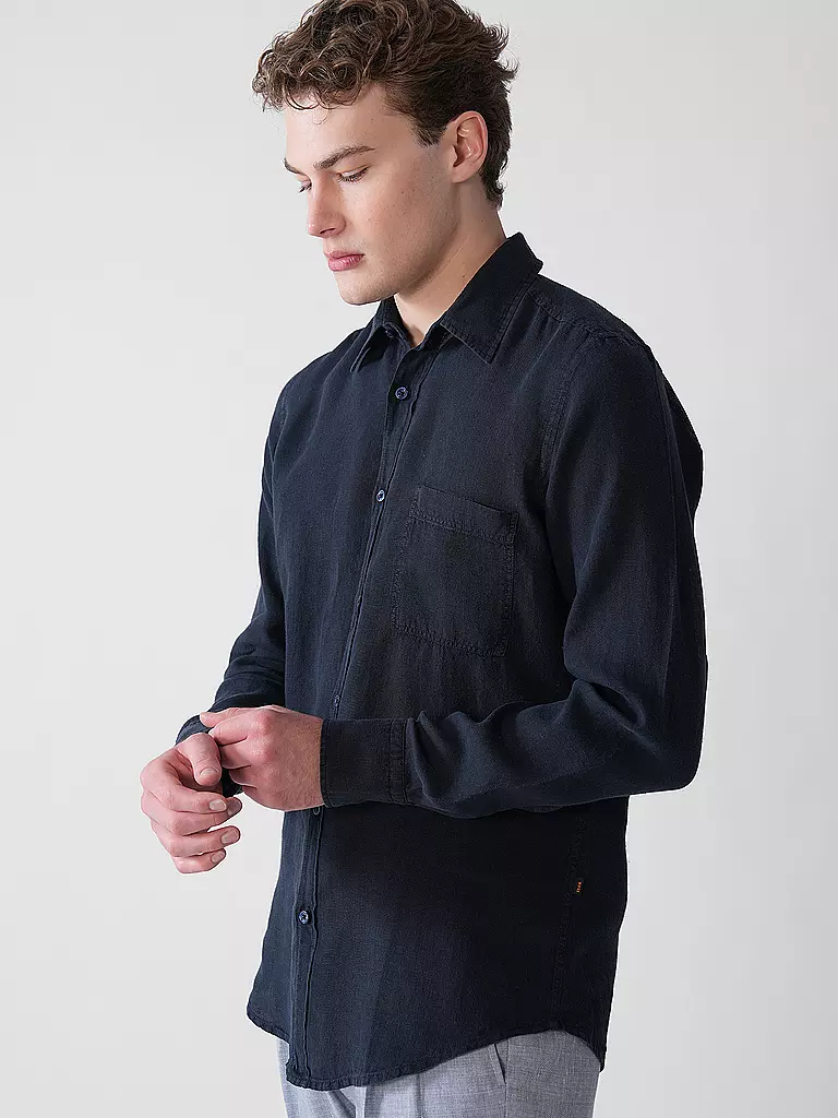 BOSS | Chemise en lin coupe Regular RELEGANT | Bleu