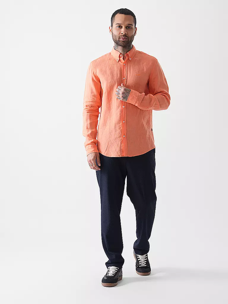 BOSS | Chemise en lin coupe slim H-ROAN | orange