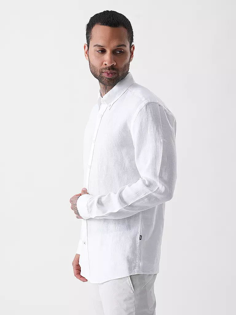 BOSS | Chemise en lin coupe slim H-ROAN | weiss