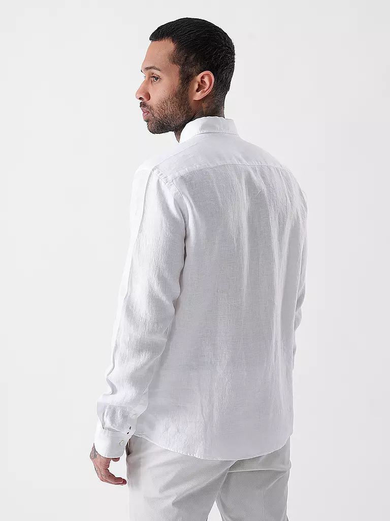 BOSS | Chemise en lin coupe slim H-ROAN | weiss