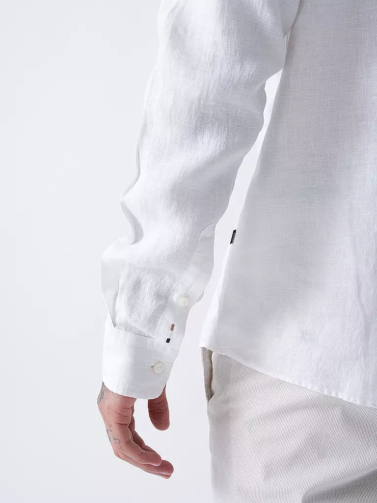 BOSS | Chemise en lin coupe slim H-ROAN | weiss