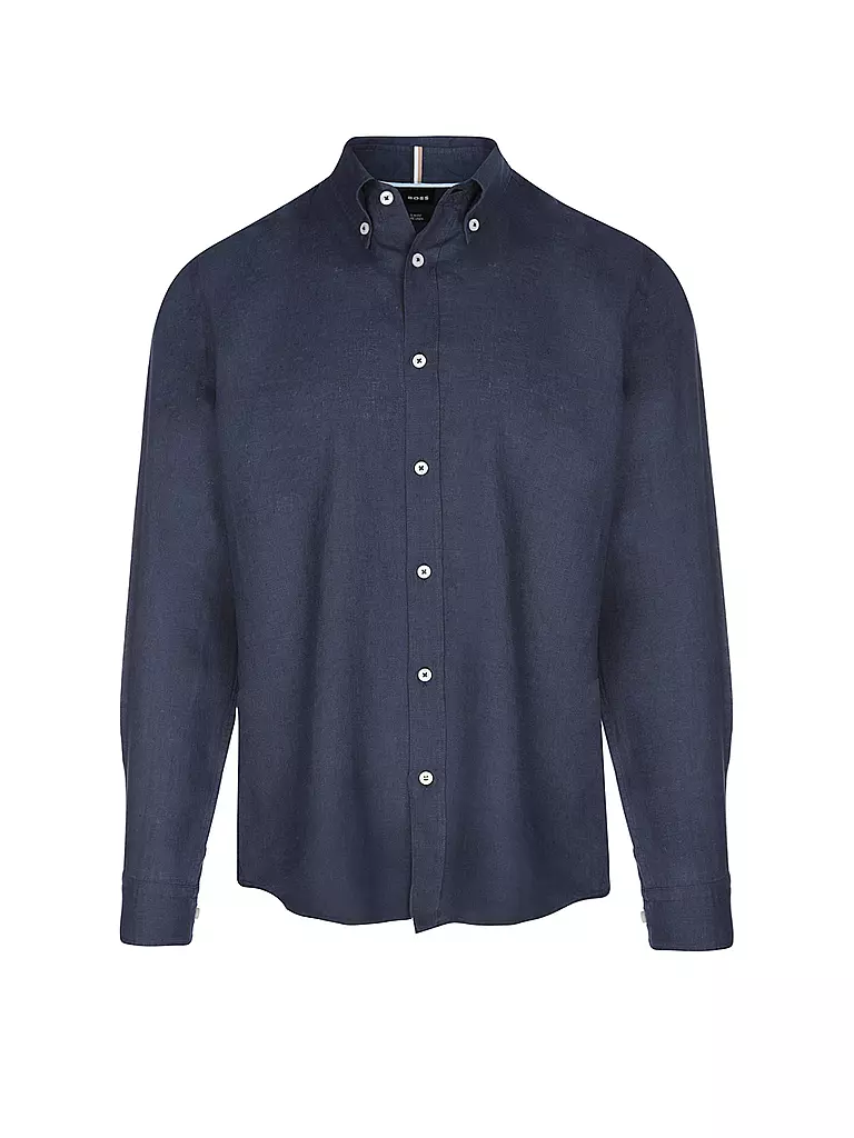 BOSS | Chemise en lin slim fit H-ROAN | dunkelblau