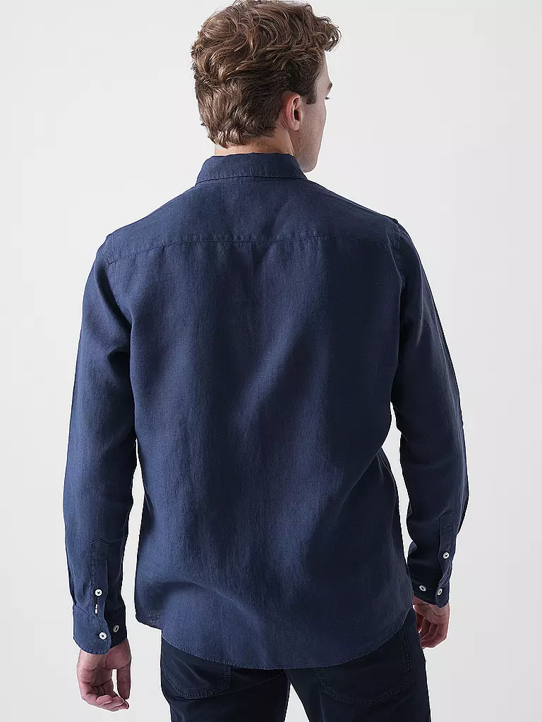 BOSS | Chemise en lin slim fit H-ROAN | dunkelblau