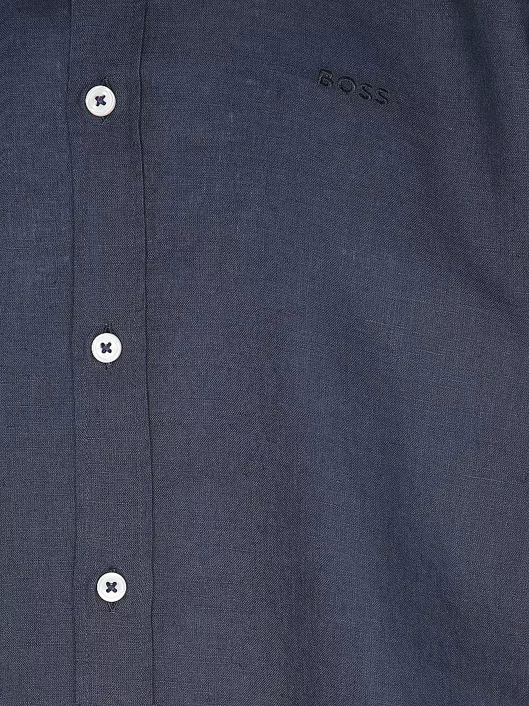 BOSS | Chemise en lin slim fit H-ROAN | dunkelblau