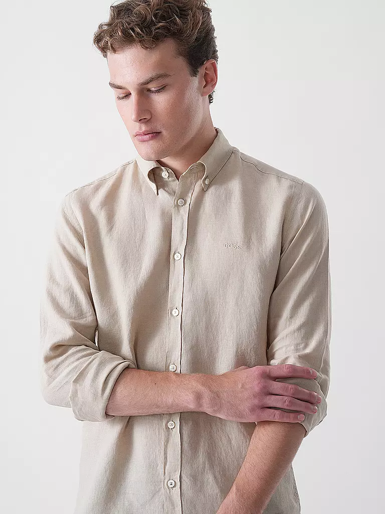 BOSS | Leinenhemd Slim Fit H-ROAN | beige