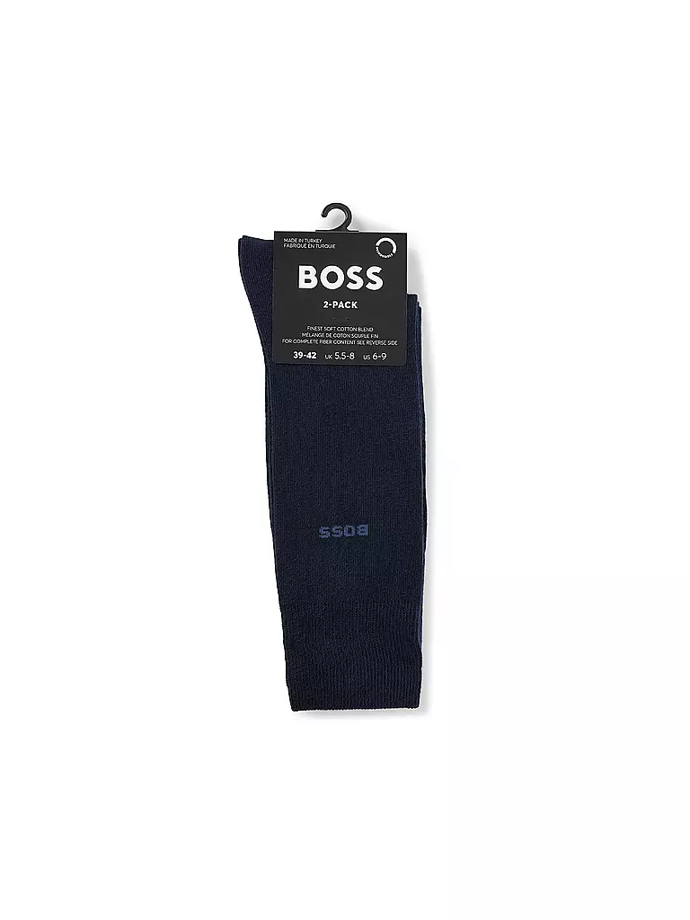 BOSS | Lot de 2 paires de chaussettes bleu foncé | dunkelblau