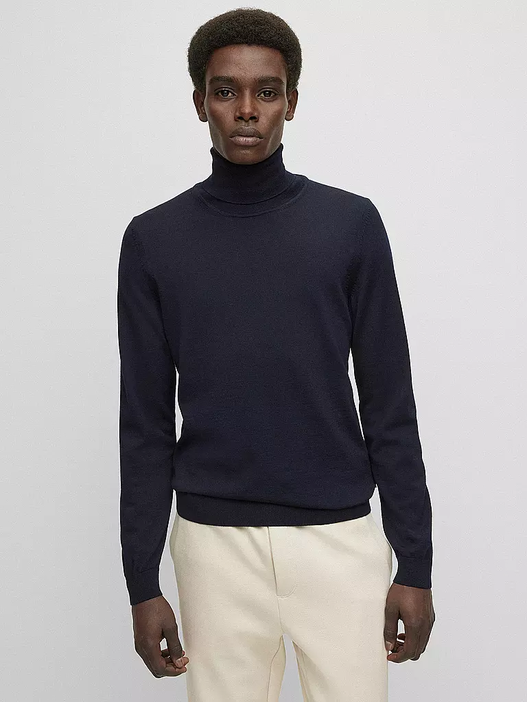 BOSS | Pull à col roulé Slim Fit MUSSO | dunkelblau