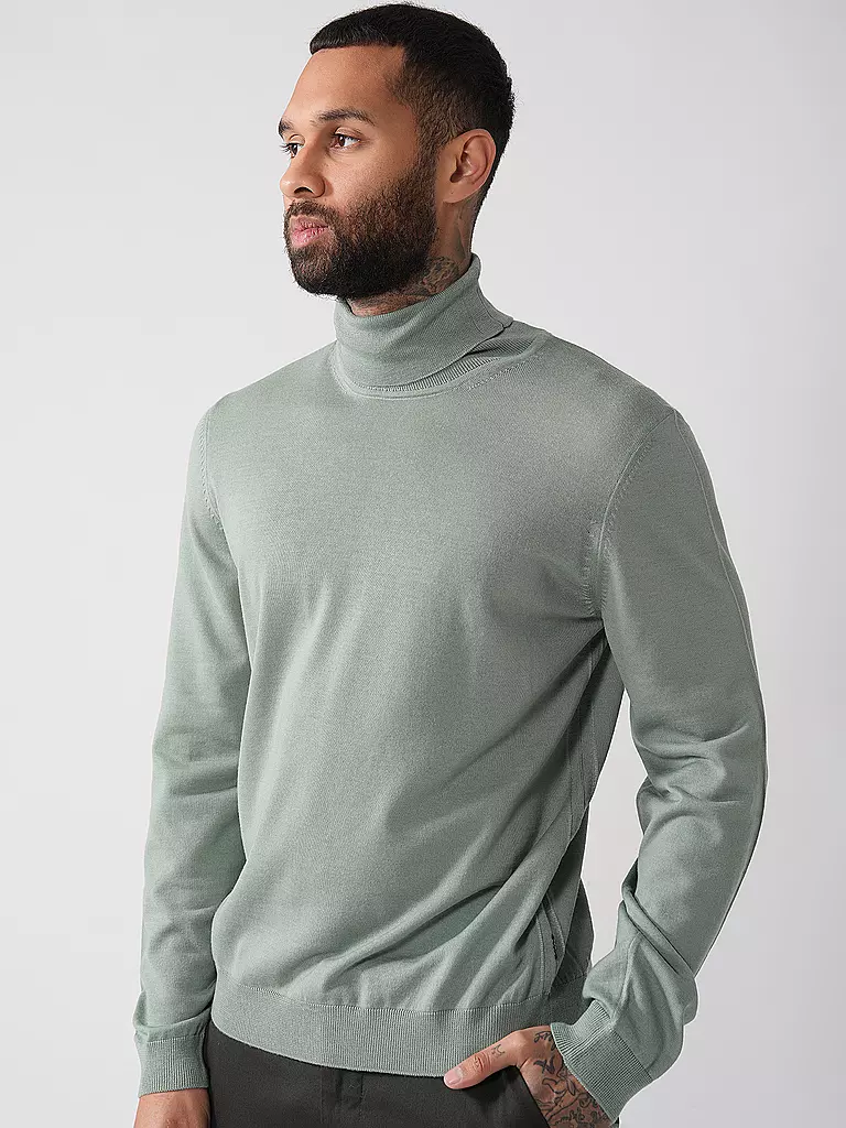 BOSS | Rollkragenpullover Slim Fit MUSSO | hellgrün