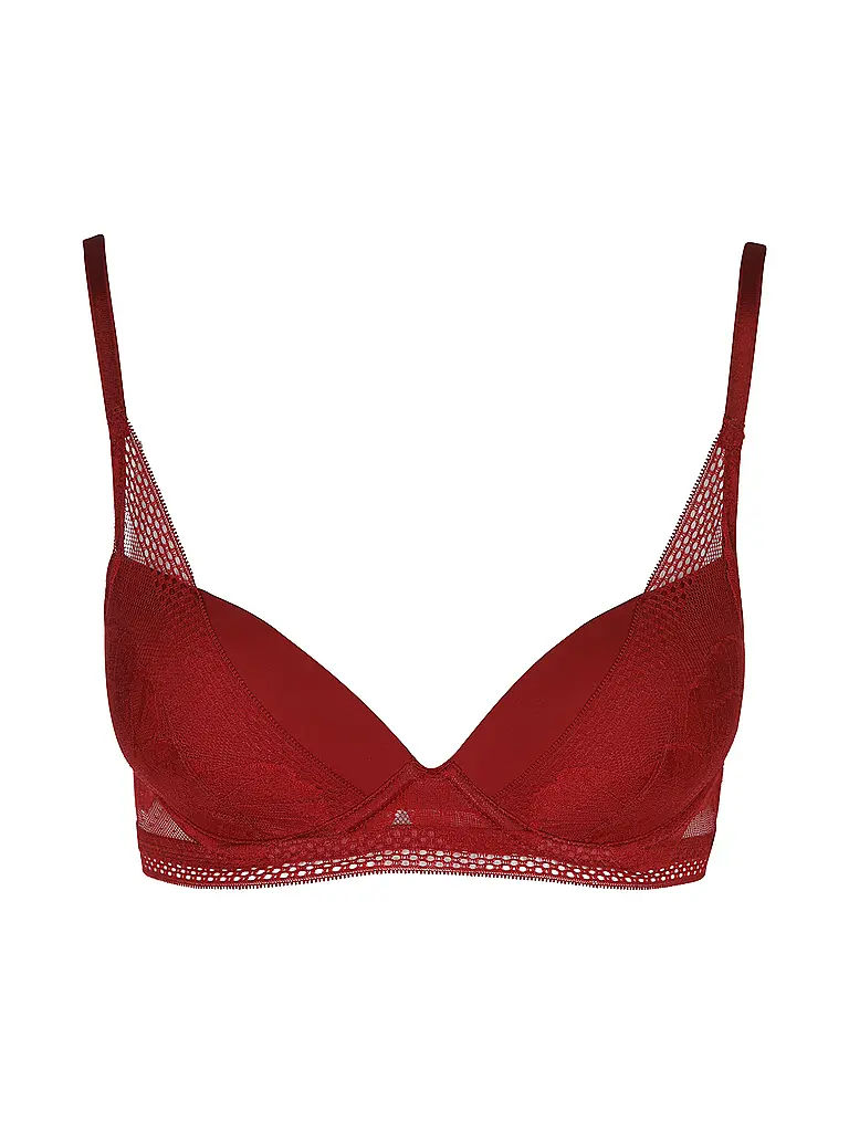 BOSS | Soutien-gorge à armatures HALF PAD_PEONY LACE rouge foncé | Rouge foncé